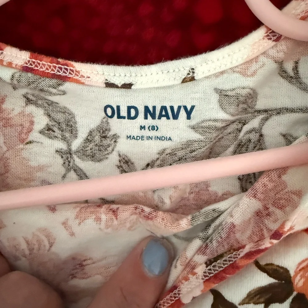 Old Navy Floral Kids Dress in Orange and Brown - Picture 2 of 2